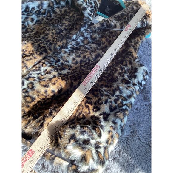 NWT Cejon Women Animal Print Faux Fur Open Front Jacket Vest Brown Beige Size XL - Picture 8 of 8